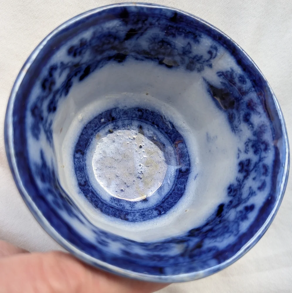 Antique J. Meir & Son England Kirkee Flow Blue Oriental Landscape Cup & Saucer